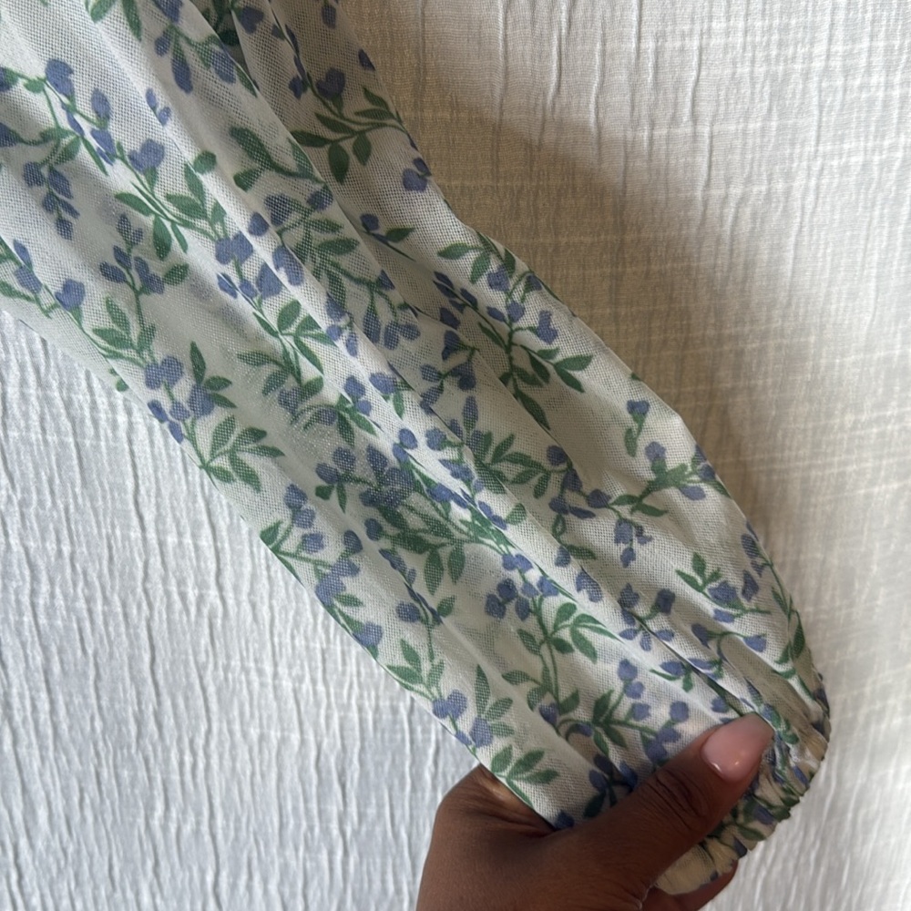 Ganni Blue and Green Floral Midi Dress - Picture 8 of 11